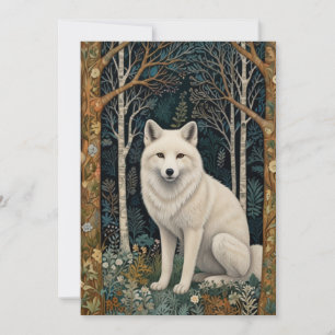 Cartes Pour Fêtes Annuelles Loup blanc vintage boho forêt boisée 