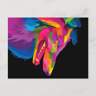 Cartes Pour Fêtes Annuelles Loup coloré