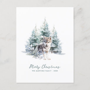 Cartes Pour Fêtes Annuelles Loup de la forêt de pins des bois Joyeux Noël