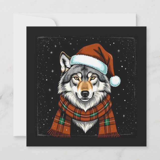 Cartes Pour Fêtes Annuelles Loup de Noël (Devant)