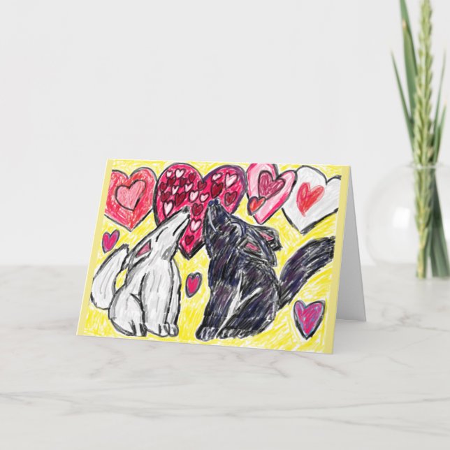 Cartes Pour Fêtes Annuelles Loup de Valentine hurlant (Devant)