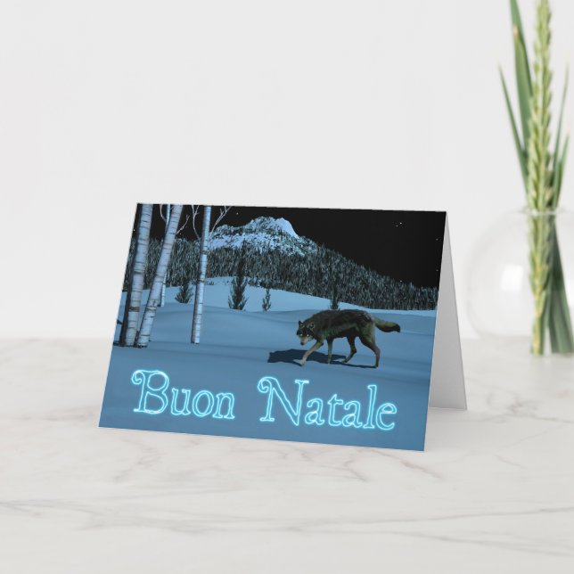 Cartes Pour Fêtes Annuelles Loup d'hiver - Buon Natale (Devant)