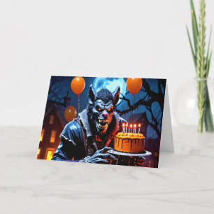 Cartes Pour Fêtes Annuelles Loup-garou au gâteau - Anniversaire d'Halloween