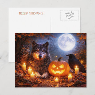 Cartes Pour Fêtes Annuelles Loup Hibou Corbeau Joyeux Halloween 
