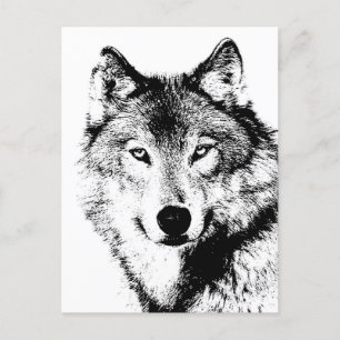Cartes Pour Fêtes Annuelles Loup noir et blanc