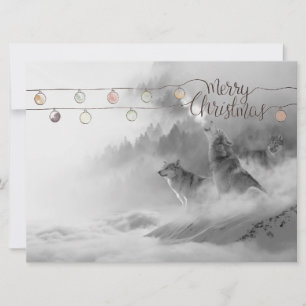 Cartes Pour Fêtes Annuelles Loups sauvages dans la faune de Noël de neige