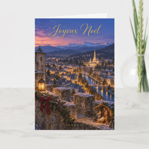 Cartes Pour Fêtes Annuelles Lourdes Vue du Château Joyeux Noël