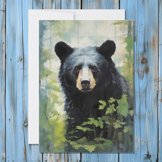 Cartes Pour Fêtes Annuelles L'ours noir dans le portrait de la forêt (Créateur téléchargé)