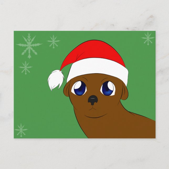 Cartes Pour Fêtes Annuelles loutre dans un casquette de Noël (Devant)