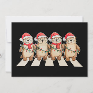 Cartes Pour Fêtes Annuelles Loutre de Noël Lumières de Noël Chapeau de Père No
