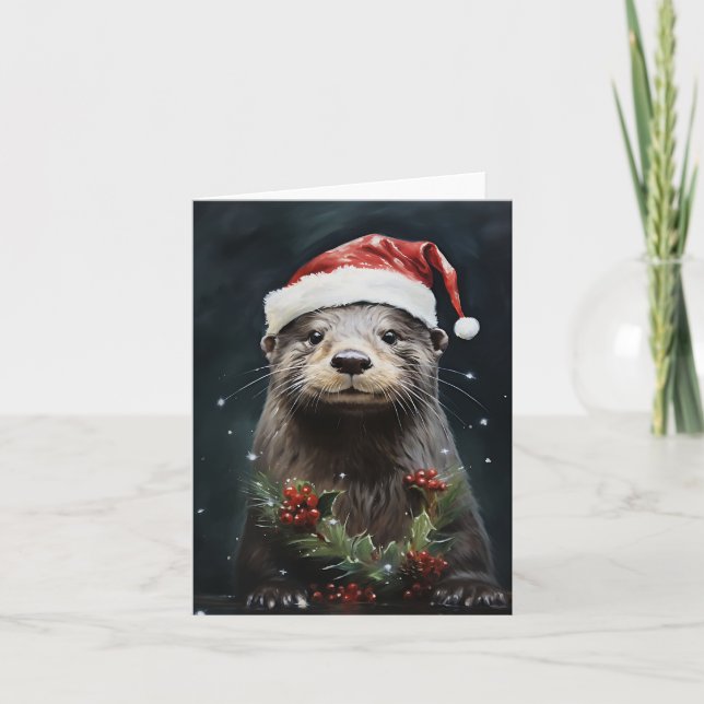 Cartes Pour Fêtes Annuelles Loutre de vacances de Noël (Devant)