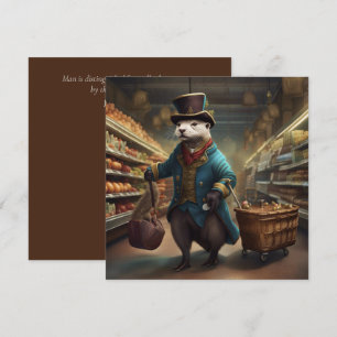 Cartes Pour Fêtes Annuelles Loutre déguisée au supermarché SqGC