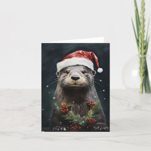 Cartes Pour Fêtes Annuelles Loutre des Fêtes de Noël