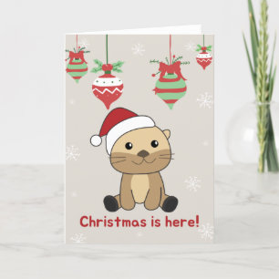 Cartes Pour Fêtes Annuelles Loutre Noël Neige Animaux de l'hiver Loutre Vacanc