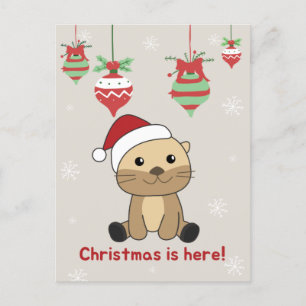 Cartes Pour Fêtes Annuelles Loutre Noël Neige Animaux d'hiver Loutre Vacances 