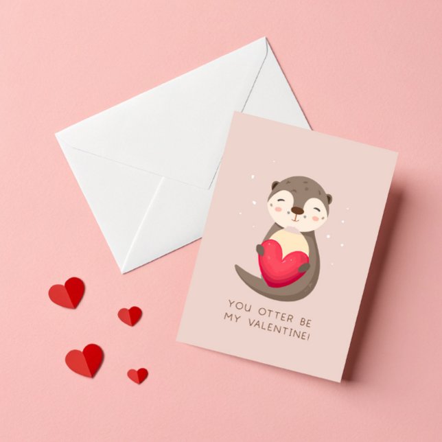 Cartes Pour Fêtes Annuelles Loutre sois ma Saint-Valentin Punny Drôle Enfants  (Créateur téléchargé)