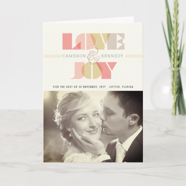 Cartes Pour Fêtes Annuelles Love And Jove Clear Geo Typography Mariage photo (Devant)