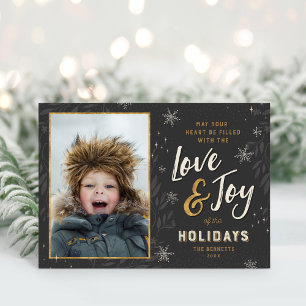 Cartes Pour Fêtes Annuelles Love and Joy Faux Foil 2 Photo repliée