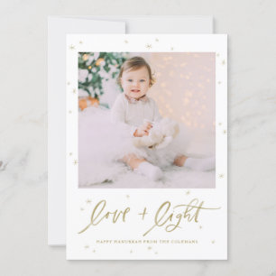 Cartes Pour Fêtes Annuelles Love and Light Lettering Photo Happy Hanoukka