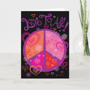 Cartes Pour Fêtes Annuelles Love and the peace Sign Valentine's Card