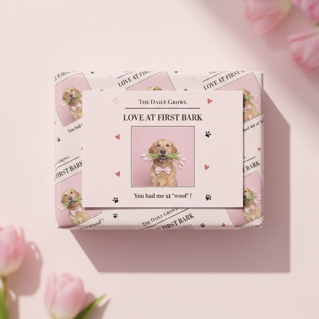 Cartes Pour Fêtes Annuelles Love at First Bark Dog Valentine’s Day  (Créateur téléchargé)