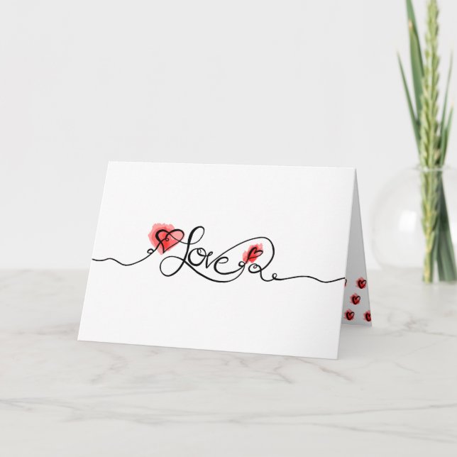 Cartes Pour Fêtes Annuelles LOVE Calligraphy Aquarelle Saint-Valentin Photo (Devant)