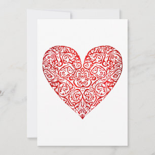 Cartes Pour Fêtes Annuelles Love Doodle Heart Art Abstrait, No 02