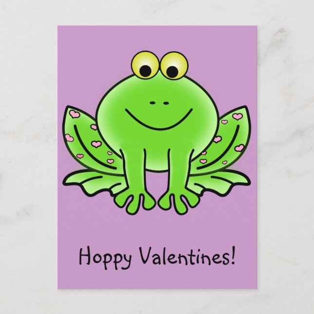 Cartes Pour Fêtes Annuelles Love Frog Drôle Salutation : Hoppy Valentine's Day (Devant)
