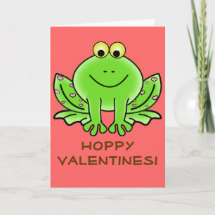 Cartes Pour Fêtes Annuelles Love Frog Drôle Salutation : Hoppy Valentine's Day