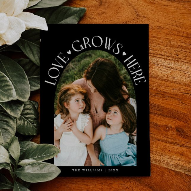 Cartes Pour Fêtes Annuelles Love Grows Here Black Arch Valentines Day (Créateur téléchargé)