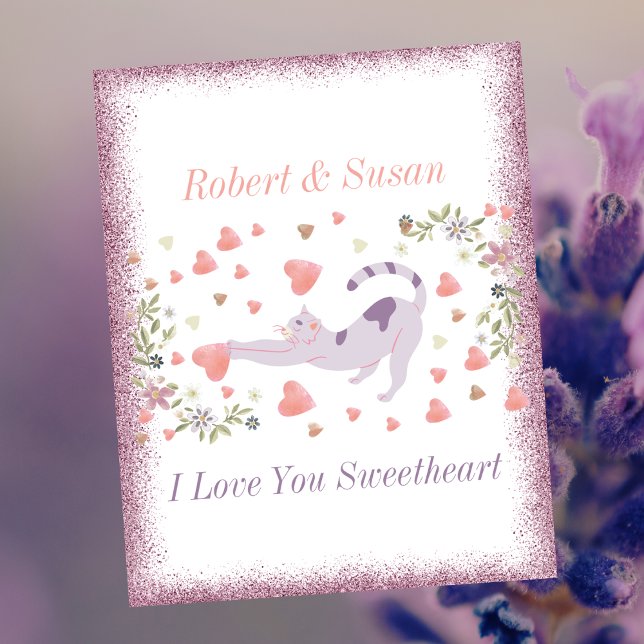 Cartes Pour Fêtes Annuelles Love Heart Moderne tendance Cute Chat Valentines J (Créateur téléchargé)