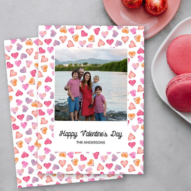 Cartes Pour Fêtes Annuelles Love Hearts Cadre Famille Photo Saint Valentin (Happy Valentine's Day Family Photo - Order Printed or Instand Download)