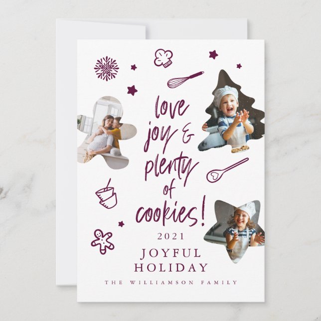 Cartes Pour Fêtes Annuelles Love Joy Christmas Cookies Family Baking Photos (Devant)