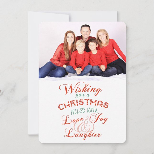 Cartes Pour Fêtes Annuelles Love Joy Laugher Christmas Photo Flat Card (Devant)