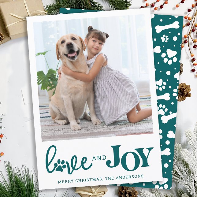 Cartes Pour Fêtes Annuelles LOVE & JOY Personnalisé Chien Animal de compagnie  (Créateur téléchargé)
