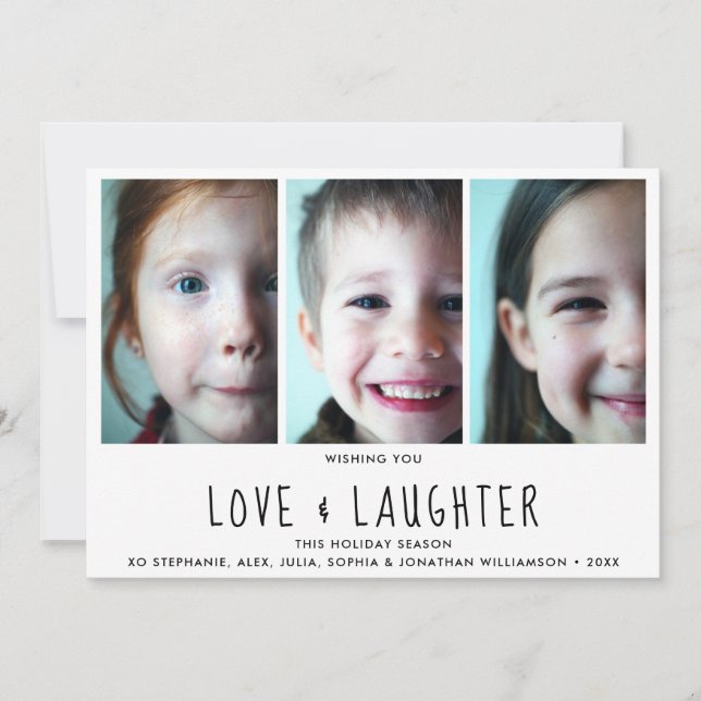 Cartes Pour Fêtes Annuelles Love Laughter Happy Holidays Modern Photo Collage (Devant)