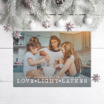 Cartes Pour Fêtes Annuelles Love Light Latkes Hanukkah Photo<br><div class="desc">Love Light Latkes in retro serif type over full bleed photo; also available in real foil</div>