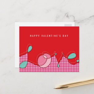 Cartes Pour Fêtes Annuelles Love Loop Calligraphy Plaid Checks Valentine's Day