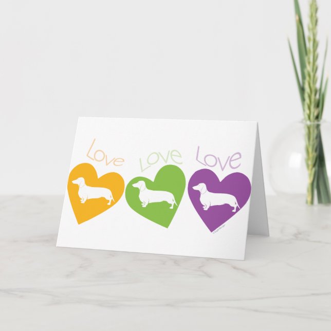 Cartes Pour Fêtes Annuelles Love Love Love Love Dachshunds ! (Devant)