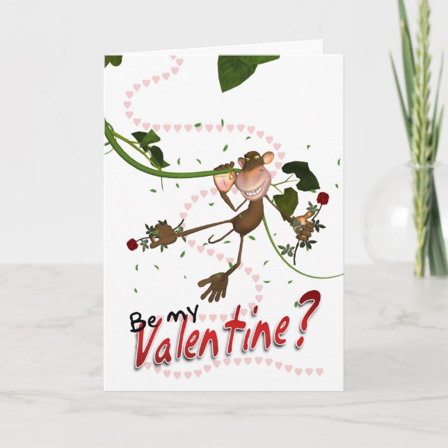 Cartes Pour Fêtes Annuelles Love Monkey Valentine's Day Card - Be My Valentine (Devant)