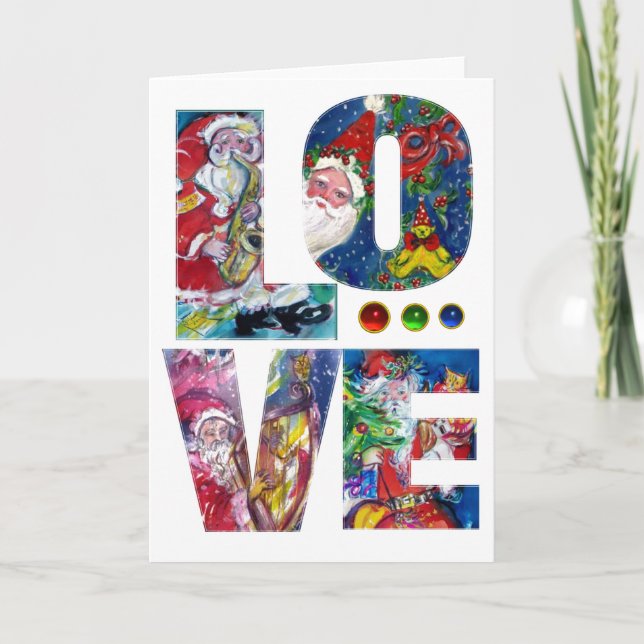 CARTES POUR FÊTES ANNUELLES LOVE MUSICAL PÈRE NOËL XMAS PARTY (Devant)