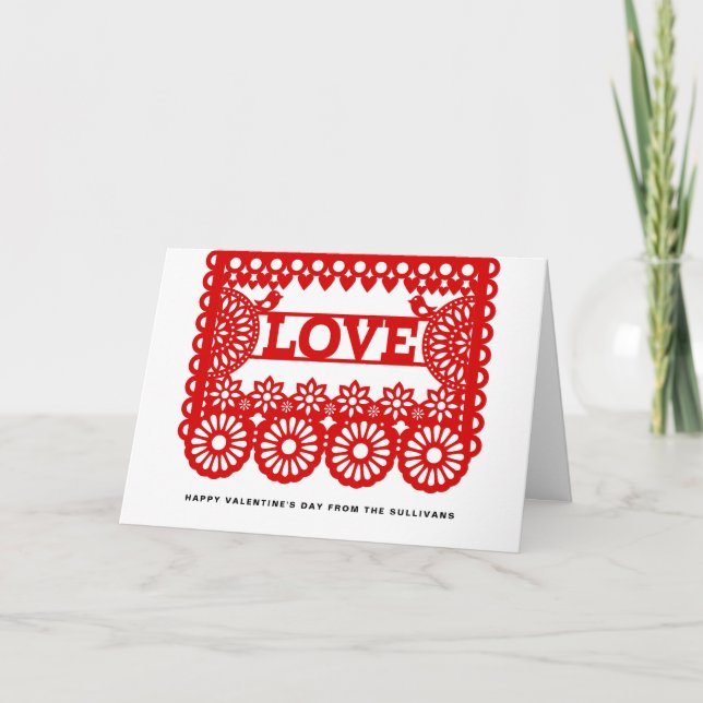 Cartes Pour Fêtes Annuelles Love Papel Picado Red Valentine's Day Photo (Devant)