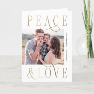 Cartes Pour Fêtes Annuelles Love Peace Editable Color Folded Holiday Card