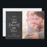 Cartes Pour Fêtes Annuelles LOVE PEACE JOY Chalkboard Noël Photo<br><div class="desc">AIMEZ LA PAIX JOIE à vous Carte photo de vacances. Tableau noir et blanc. Belle typographie,  thème de noël. Noël religieux.</div>