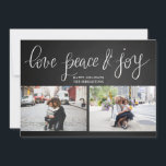 Cartes Pour Fêtes Annuelles Love Peace Joy Chalkboard Vacances Script Deux pho<br><div class="desc">Love Peace Joy Chalkboard Vacances Script Deux photos</div>