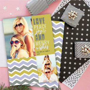 Cartes Pour Fêtes Annuelles Love Peace Joy Et Joyeux Voeux Chevron Mod Photo