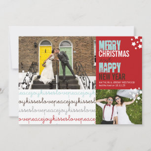 Cartes Pour Fêtes Annuelles Love Peace Joy Kisses Mr & Mrs 1st Christmas Photo