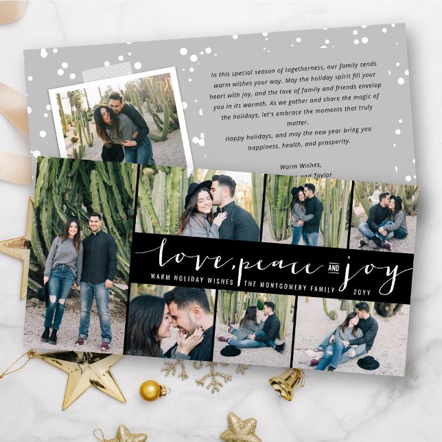 Cartes Pour Fêtes Annuelles Love Peace Joy Simple Script tendance Moderne 7 Ph (Créateur téléchargé)