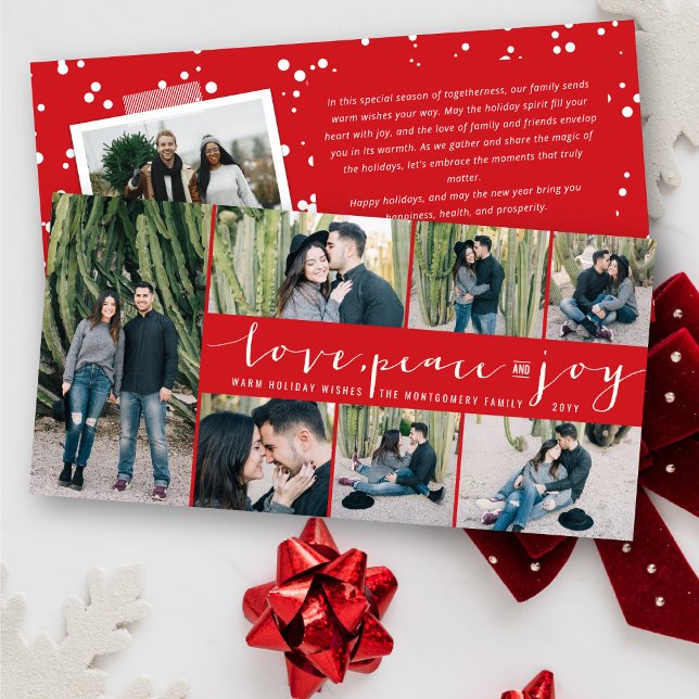 Cartes Pour Fêtes Annuelles Love Peace Joy Simple Script tendance Moderne 7 Ph (Créateur téléchargé)