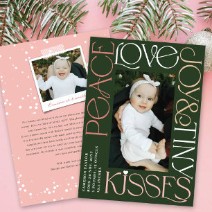 Cartes Pour Fêtes Annuelles Love Peace Joy Tiny Kisses 1er Noël de bébé
